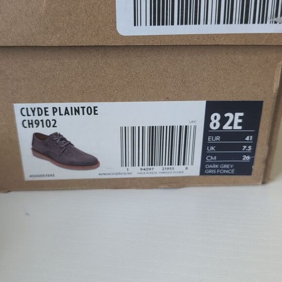 Dunham Men's 8 2E Clyde Plaintoe Dark Grey Suede Shoes, NEW - Picture 2 of 13